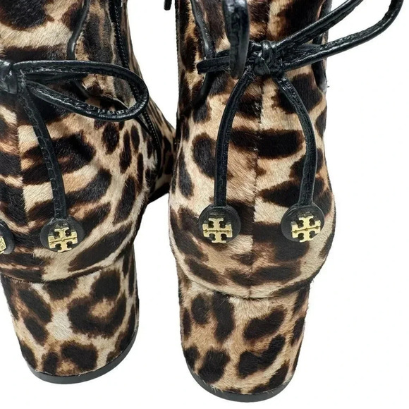 Bootie Boots Calf Hair size 8 block heel leopard print - Picture 5 of 7